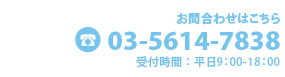 お電話でのお問合わせ：03-5614-7838（平日9：00-18：00）